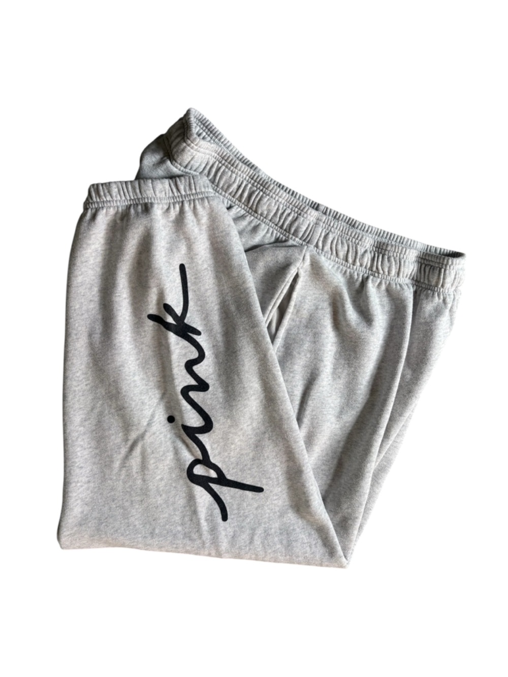 PINK Victoria's Secret Gray  Joggers with Black Script Logo